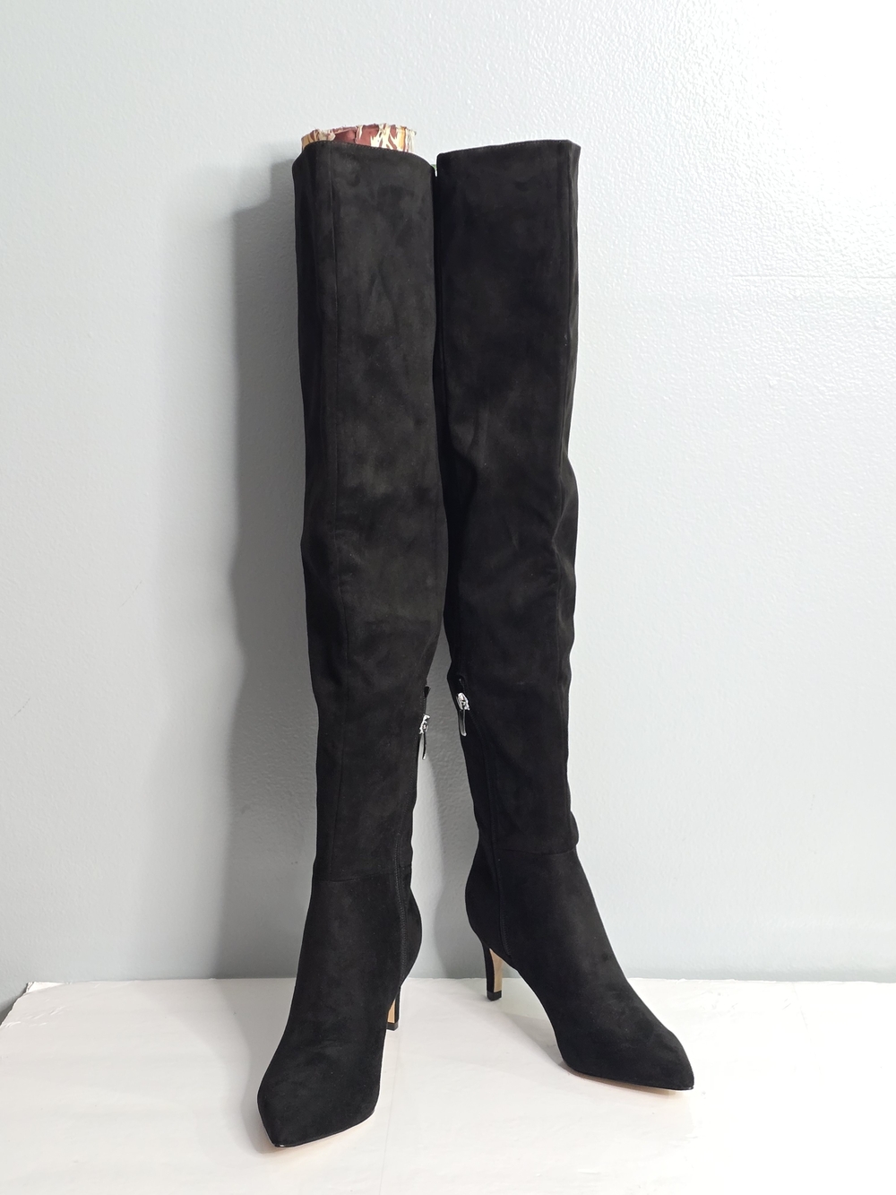 NWOB Nine West Sensa Black Faux Suede Thigh-High Stiletto Boots